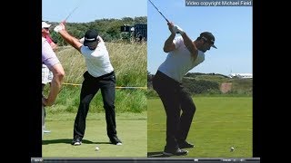 Jon Rahm golf swing  Long Iron faceon amp downtheline July 2017 [upl. by Fidole975]