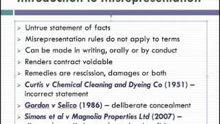 Misrepresentation Lecture 1 of 4 [upl. by Woodruff297]